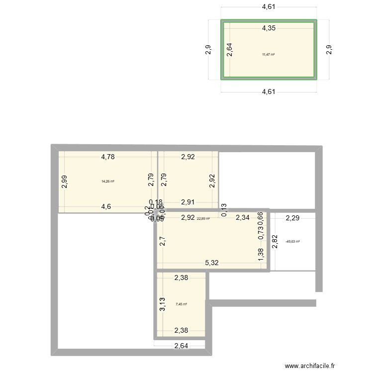 projet2. Plan de 5 pièces et 63 m2