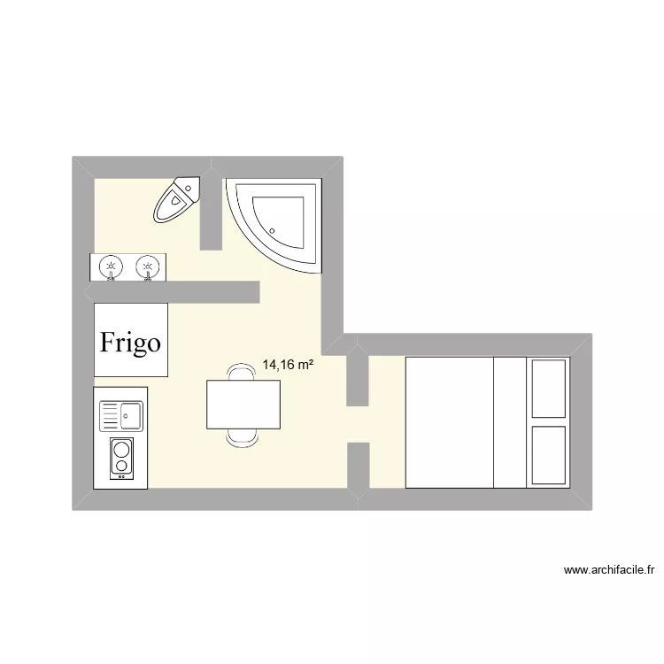 AIR bnb. Plan de 1  et 14 m²