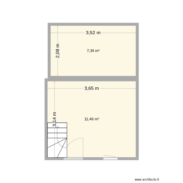 epagne. Plan de 2 pièces et 19 m2