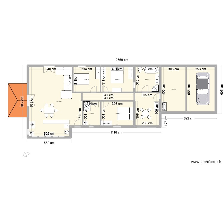 SARLAT 176 MODIF BOB 01. Plan de 9 pièces et 156 m2