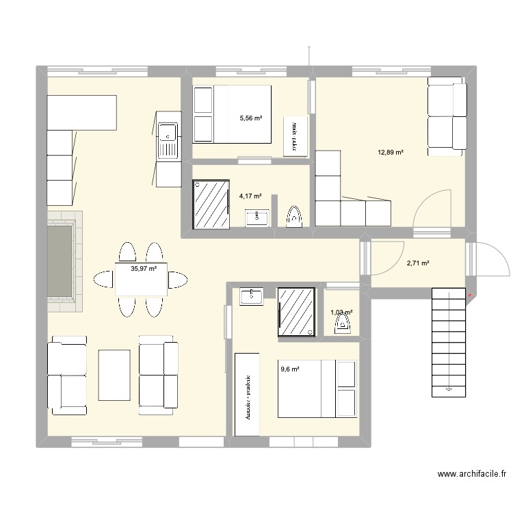 Maison VILMA. Plan de 7 pièces et 72 m2