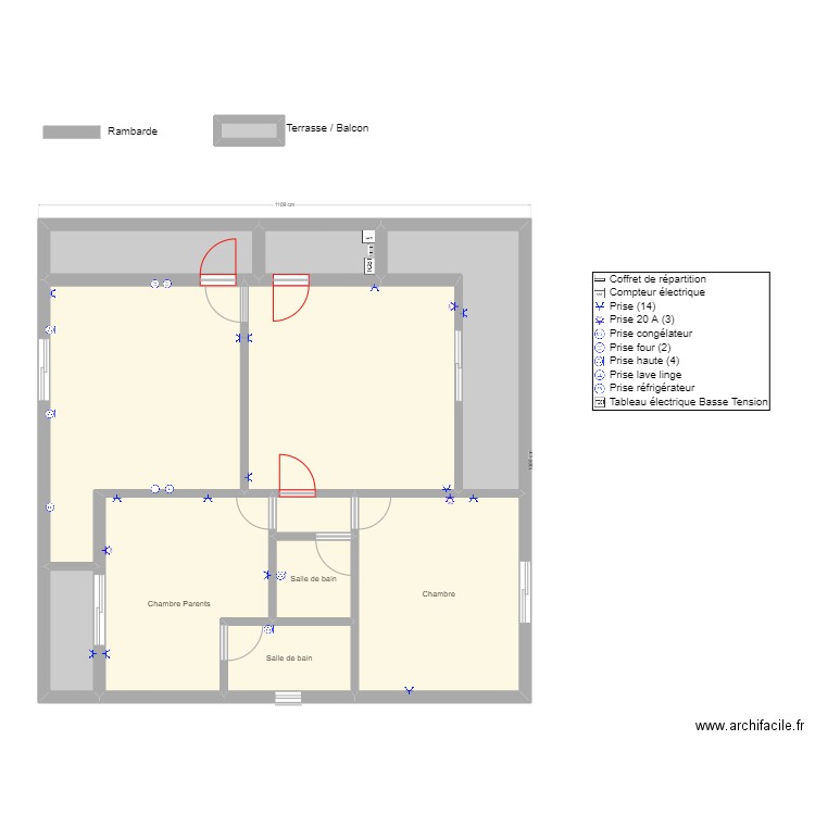 POG Etage prises. Plan de 12 pièces et 102 m2