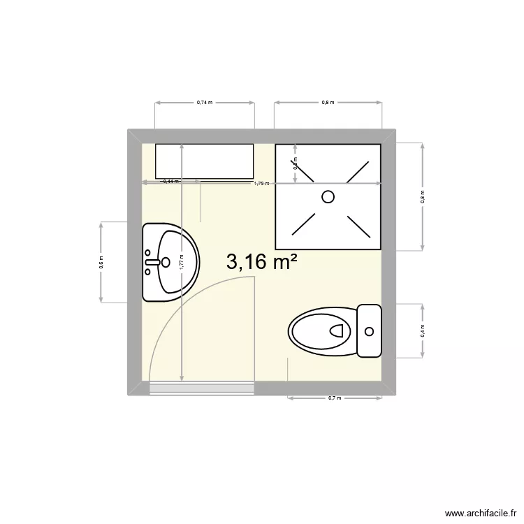lana. Plan de 1  et 3 m²