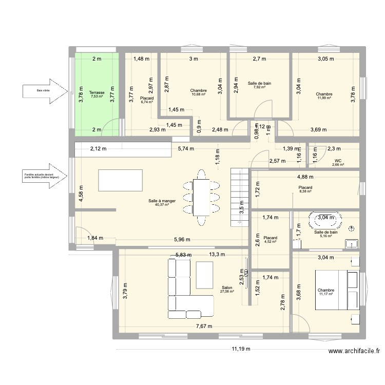 plan. Plan de 16 pièces et 244 m2