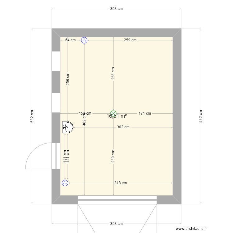 james. Plan de 1 pièce et 17 m2