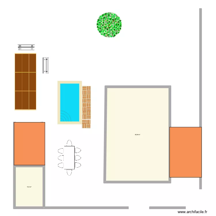 jardin. Plan de 2 pièces et 98 m²