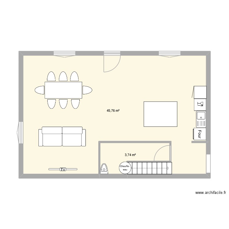 plan rdc jenzat. Plan de 2 pièces et 50 m2