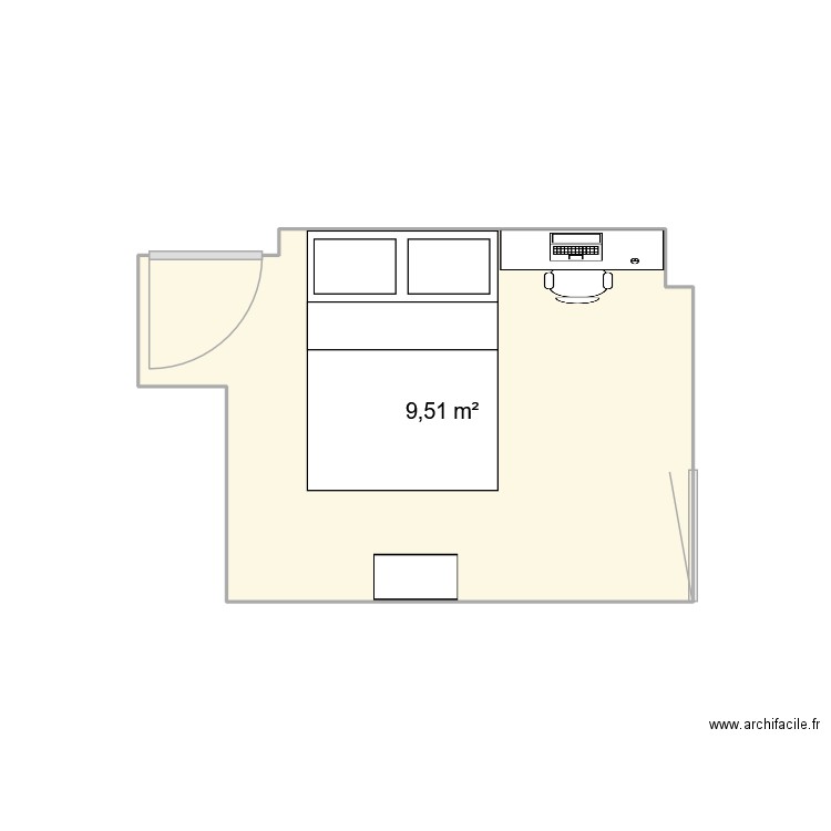 Bureau. Plan de 1 pièce et 10 m2