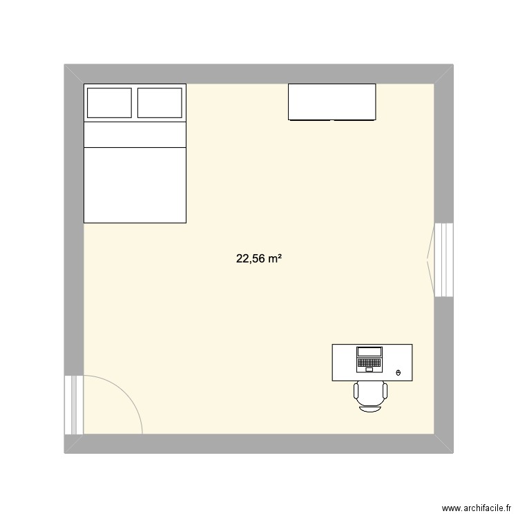 Chambre 1. Plan de 1 pièce et 23 m2
