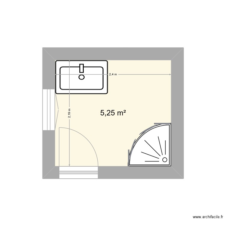 salle de bain. Plan de 1 pièce et 5 m2