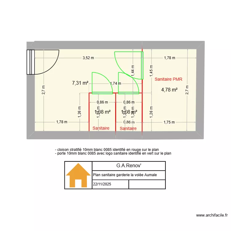 Sanitaire La volée Aumale. Plan de Sanitaire La volée Aumale. Plan de