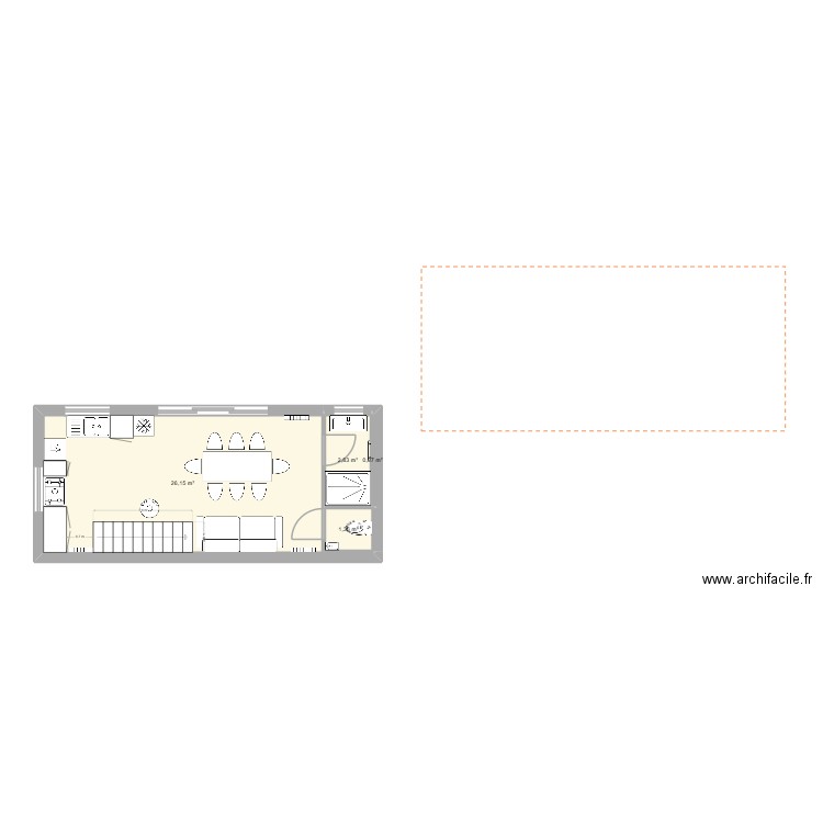 Porcherie arvieu. Plan de 4 pièces et 30 m2