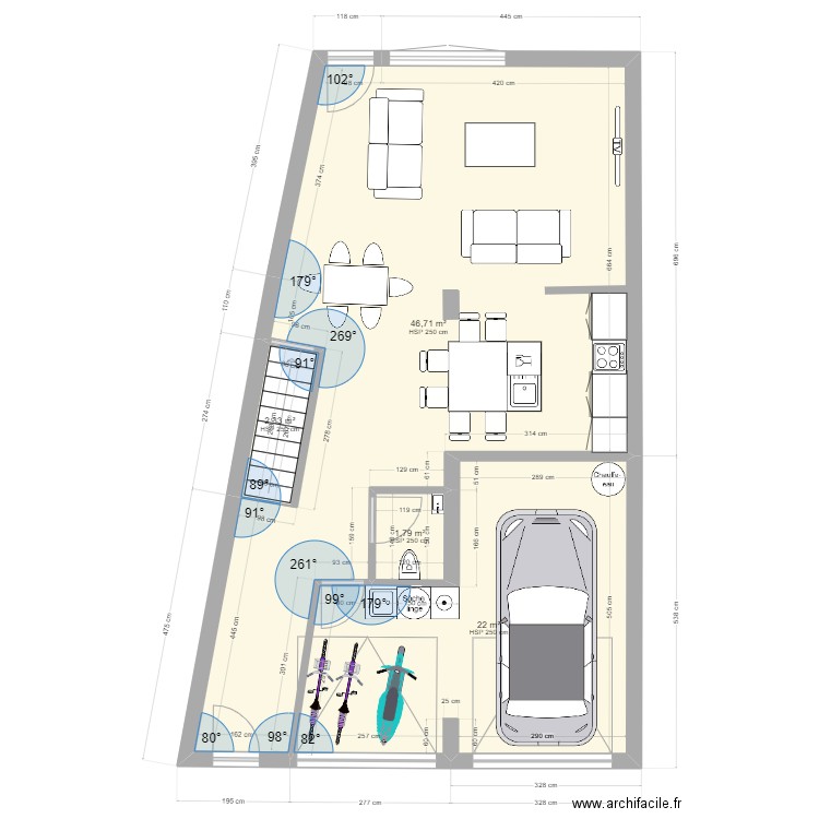 RENOVATION MAISON RDC. Plan de 4 pièces et 73 m2