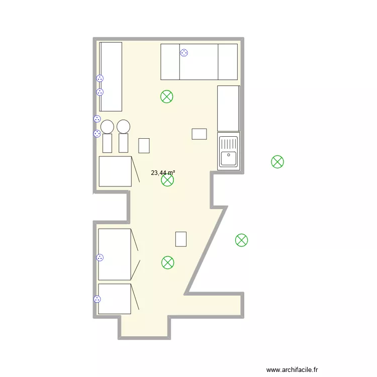RESERVE COMPTOIR A PIZZA. Plan de 1  et 23 m²