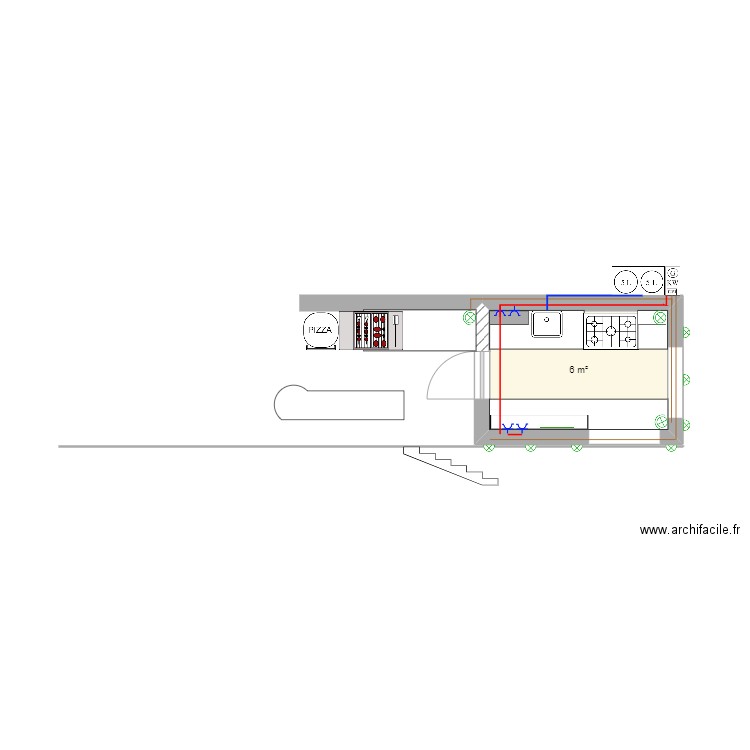 CAMPAGNE. Plan de 1 pièce et 6 m2