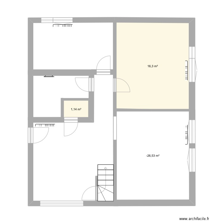 Coppola. Plan de 3 pièces et 34 m2