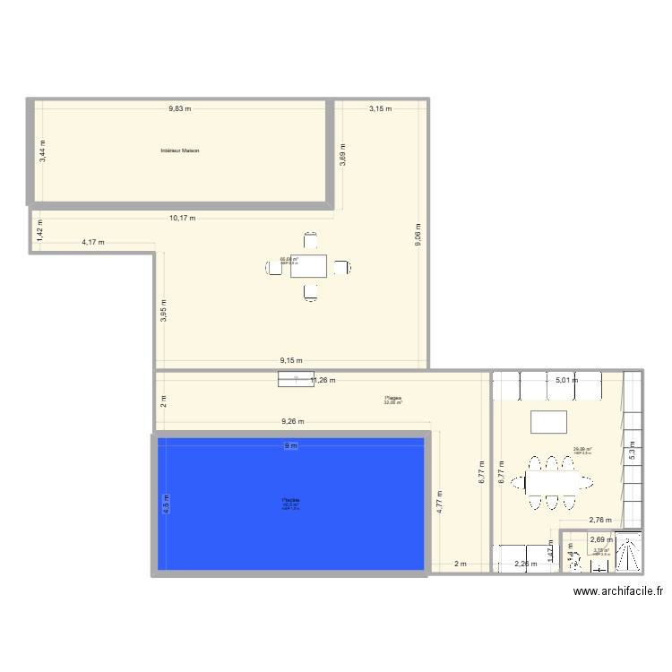 Plan Piscine CUHERCLE. Plan de 6 pièces et 207 m2