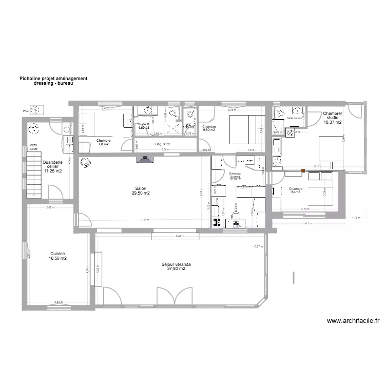 Picholine am&eacute;nagement acc&egrave;s studio 8. Plan de 