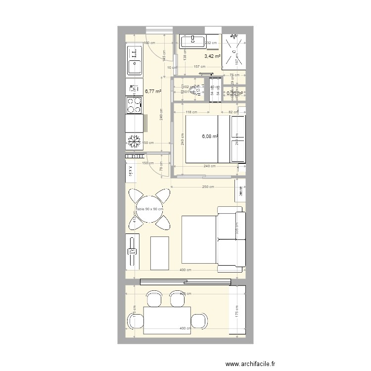 EDEN AZUR T1 - N°2. Plan de 6 pièces et 38 m2