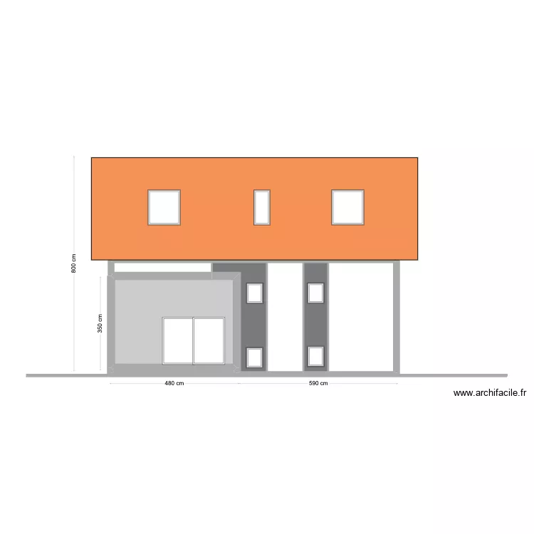 Facade nord maison extension. Plan de Facade nord maison extension. Plan de