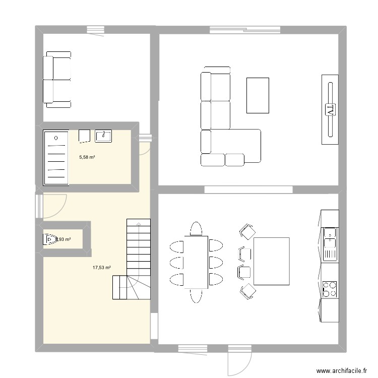 Dompierre. Plan de 3 pièces et 24 m2