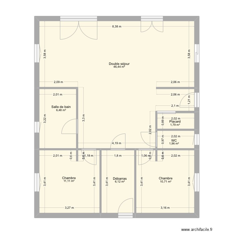 projet logis nu. Plan de 7 pièces et 85 m2