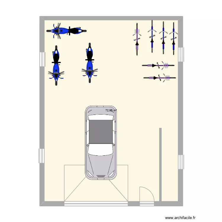 garage 1. Plan de 1  et 73 m²