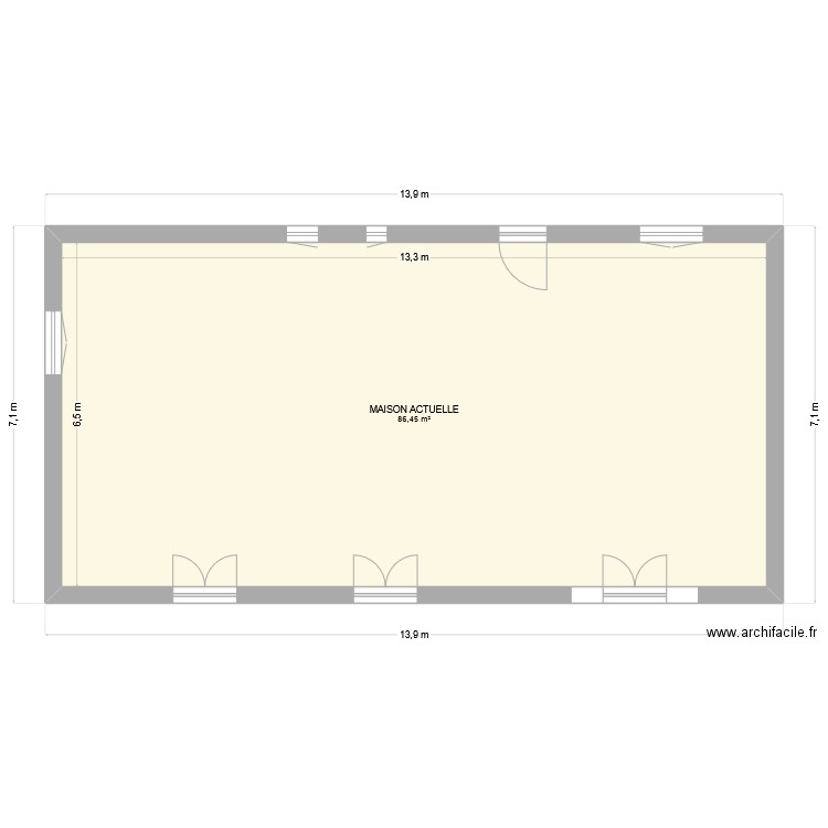 Maison acutelle - Sans terrasse. Plan de 1 pièce et 86 m2