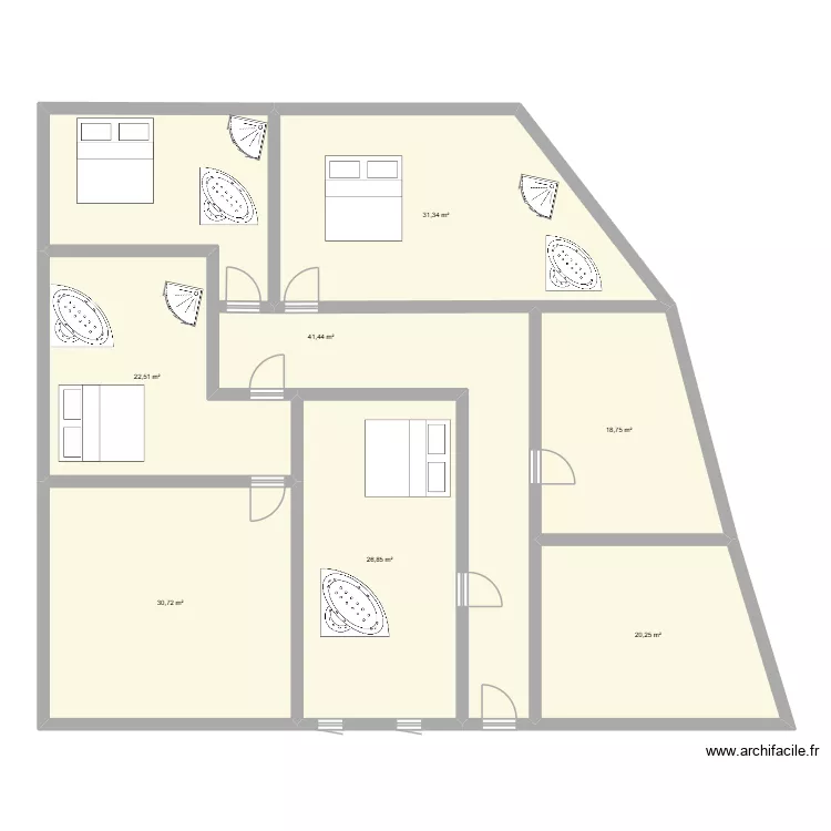 suite love jacuzzi. Plan de 7  et 192 m²
