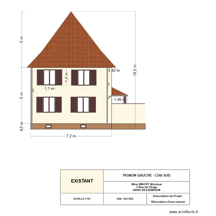 IMHOFF FACE SUD EXISTANT. Plan de 0 pièce et 0 m2