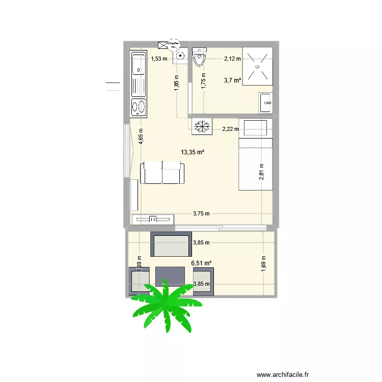 studio meublé 20m2. Plan de studio meublé 20m2. Plan de
