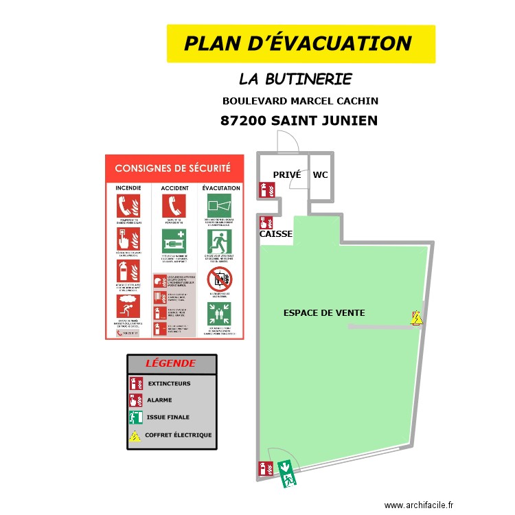 bio . Plan de 6 pièces et 119 m2