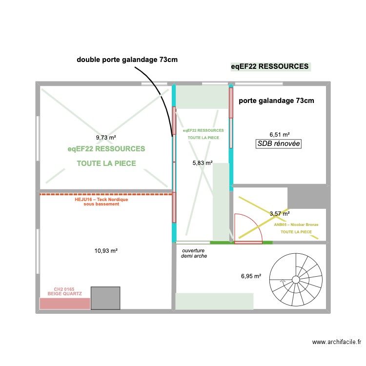 BAYOUX R+2. Plan de 6 pièces et 44 m2