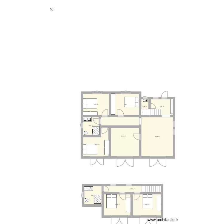 maison ok. Plan de 12  et 124 m²