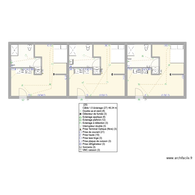 brunoy bat d. Plan de 6 pièces et 88 m2