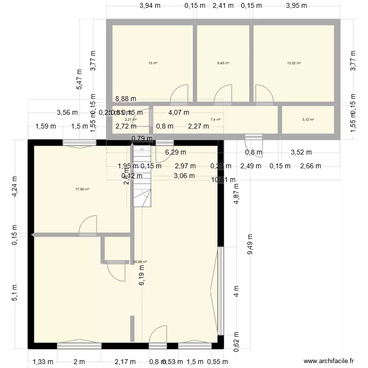 GITE. Plan de 8 Pièces et 121 m² GITE. Plan de 8 Pièces et 121 m²