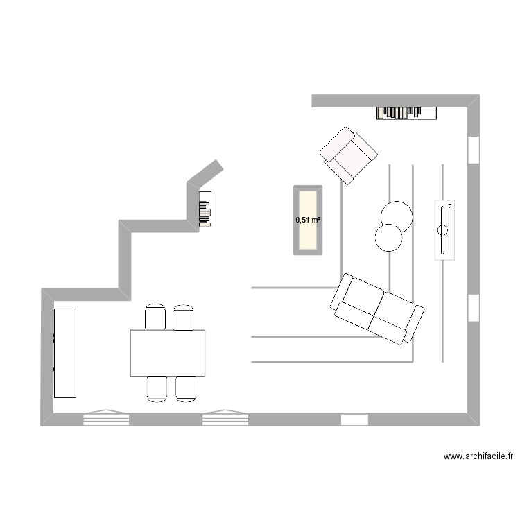 Pièce. Plan de 1 pièce et 1 m2