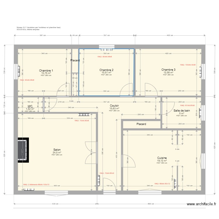 GIRAUD. Plan de 10 pièces et 101 m2