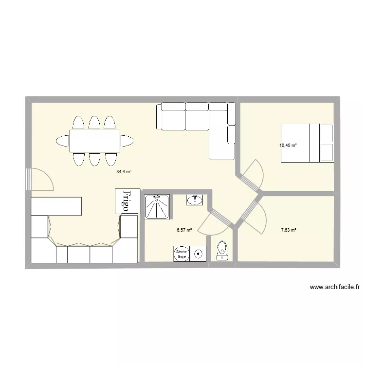 appartement grand batiment. Plan de 4  et 59 m²