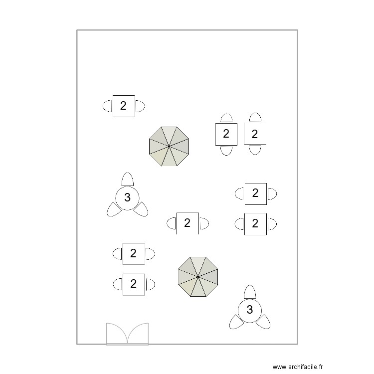 Plan de table terrasse. Plan de 1 pièce et 78 m2