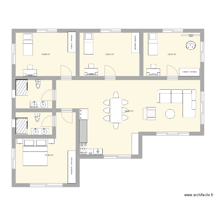 IHOBY TSANTAMALALA. Plan de 6 pièces et 113 m2