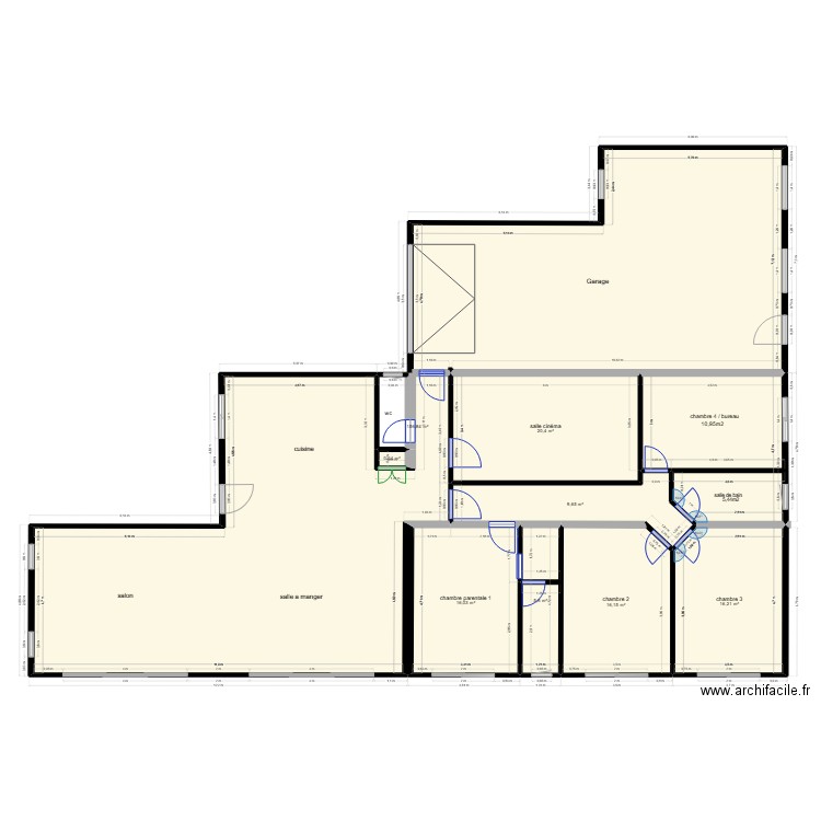 sillans B. Plan de 9 pièces et 260 m2