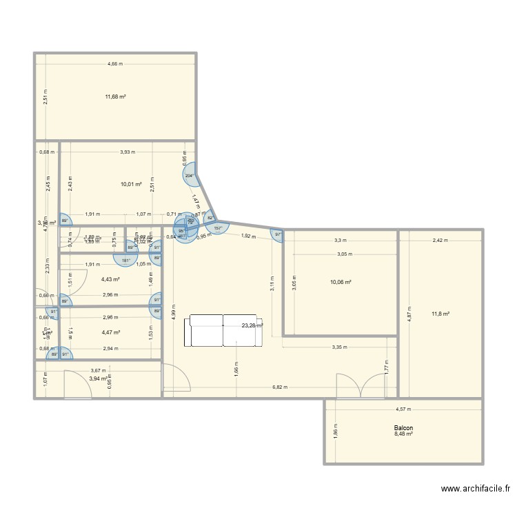 Sartrouville 2 Final. Plan de 13 pièces et 95 m2