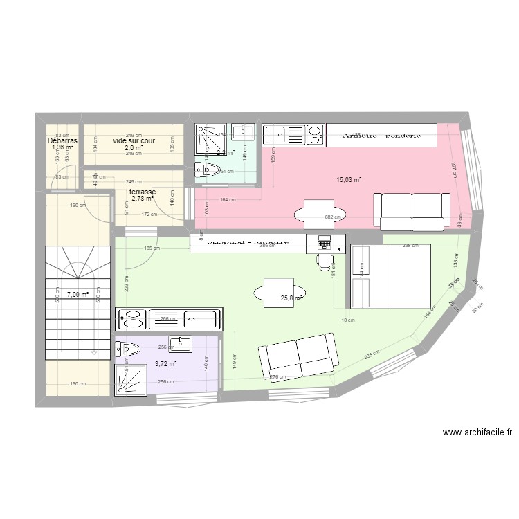 Studios Meurice 5. Plan de 8 pièces et 62 m2