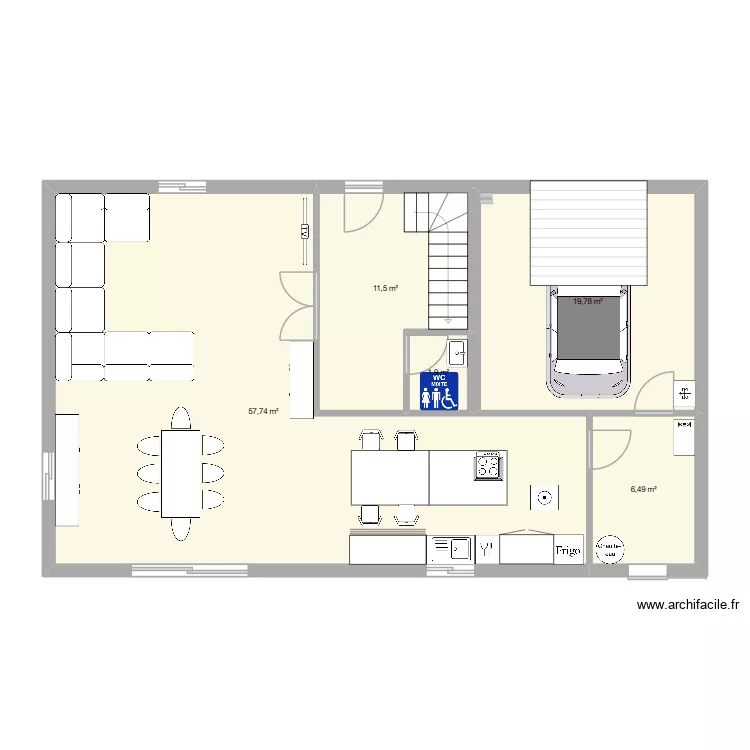 maison. Plan de 5 pièces et 97 m²