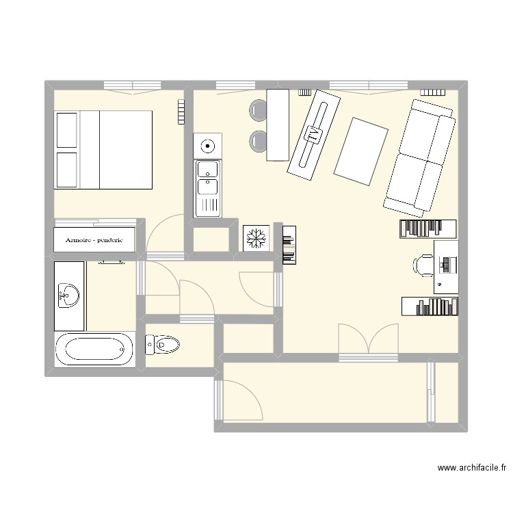 Villiers V2. Plan de 10 pièces et 47 m2