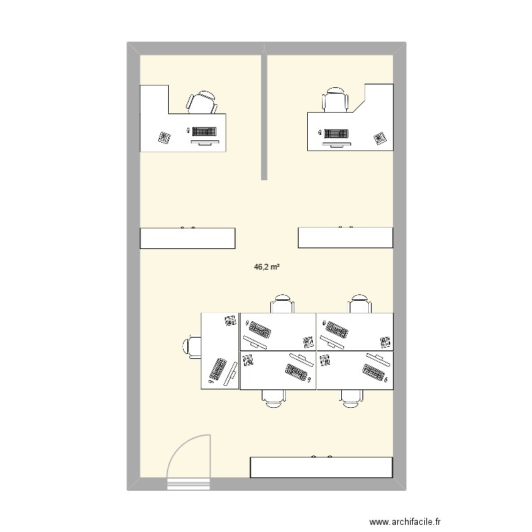 Bureau SA. Plan de 1 pièce et 46 m2
