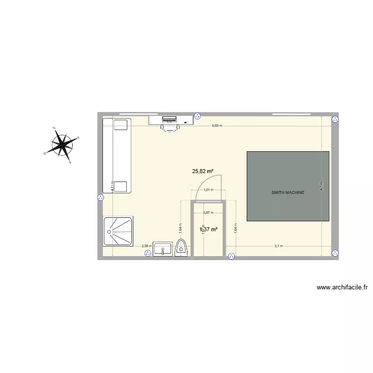 COMBLE 5. Plan de 2 pièces et 27 m² COMBLE 5. Plan de 2 pièces et 27 m²
