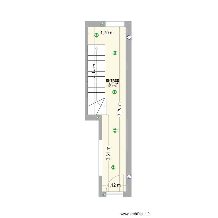 Couloir avec elec. Plan de 1 pièce et 11 m2