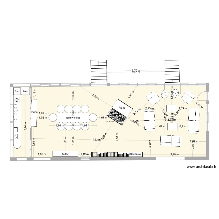 veranda 3. Plan de 1 pièce et 104 m2